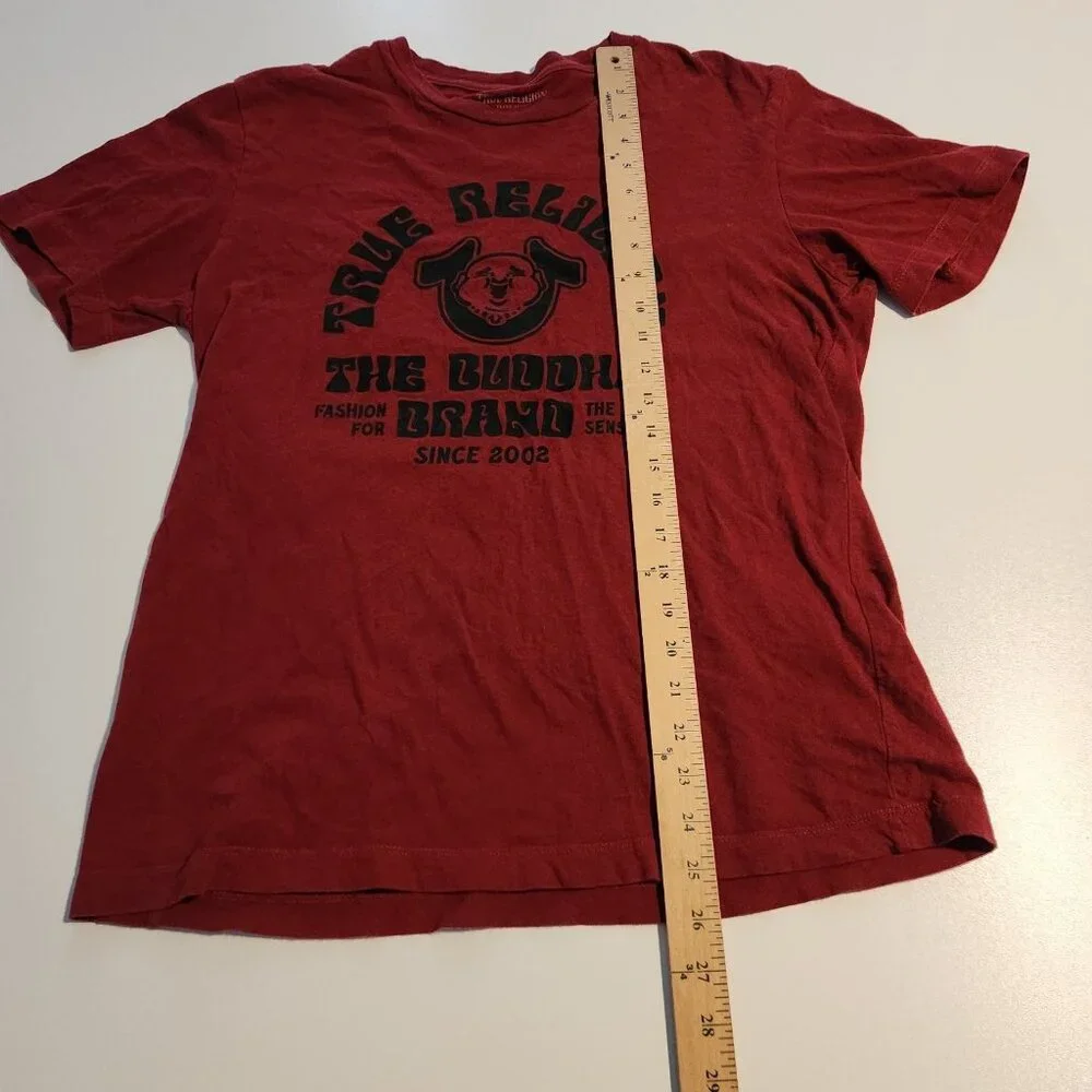 True Religion T-Shirt Dahlia Buddha‎ The Buddha Brand Red Cotton Mens Medium